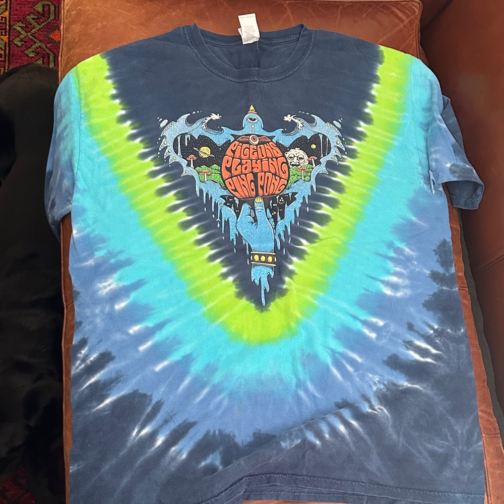 Pigeons Playing Ping Pong Tie-Dye Graphic T-Shirt